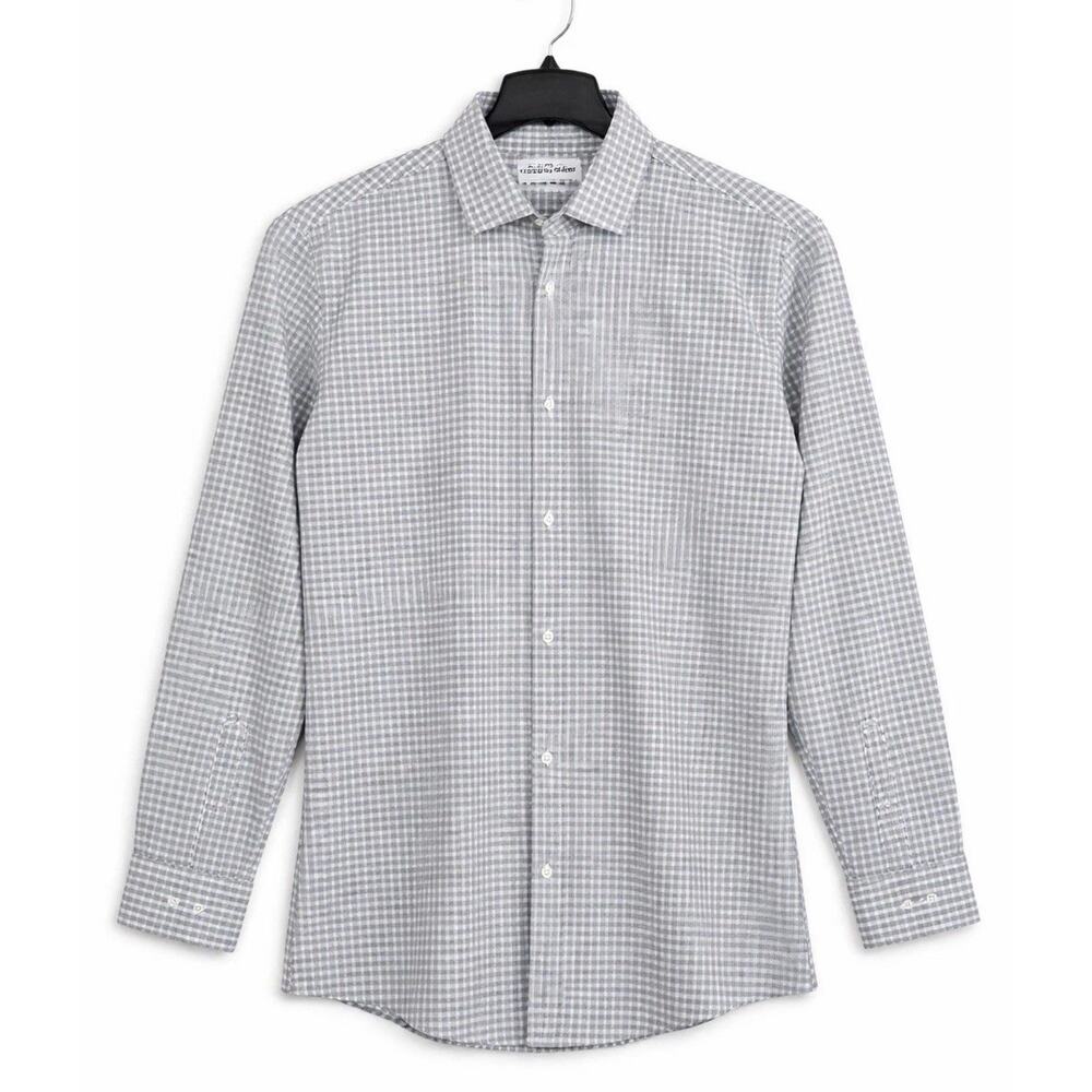 Mizzen And Main Leeward Dress Shirt Men XXL Gray Check Trim Fit Stretch
